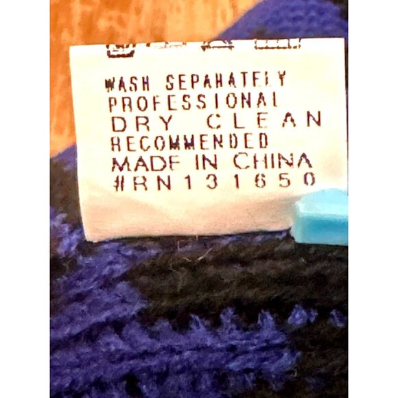 36 Point 5 Small Blue Black Houndstooth Crop Sweater Bold Knit Streetwear - Picture 11 of 11